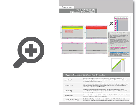 Product Bild block_mit_leimbindung_und_deckblatt__din_lang_quer__50_blatt__4_4_farbig_beidseitig_bedruckt
